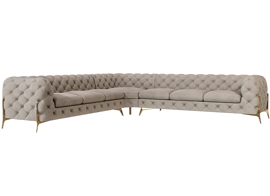 Narożnik siedmioosobowy pikowany glamour Chesterfield TEO HIGH 3+E+3