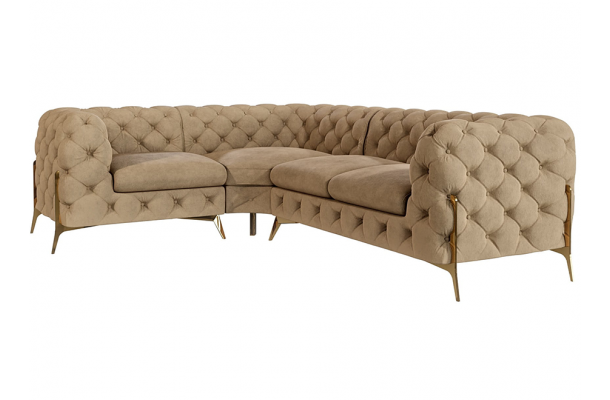 Narożnik czteroosobowy luksusowy pikowany Chesterfield TEO HIGH 1+E+2