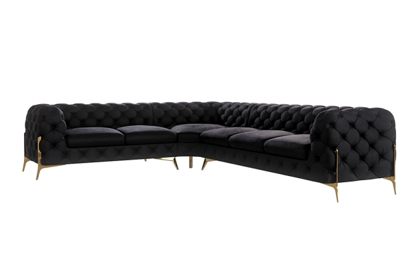 Narożnik sześcioosobowy pikowany glamour Chesterfield TEO HIGH 2+E+3