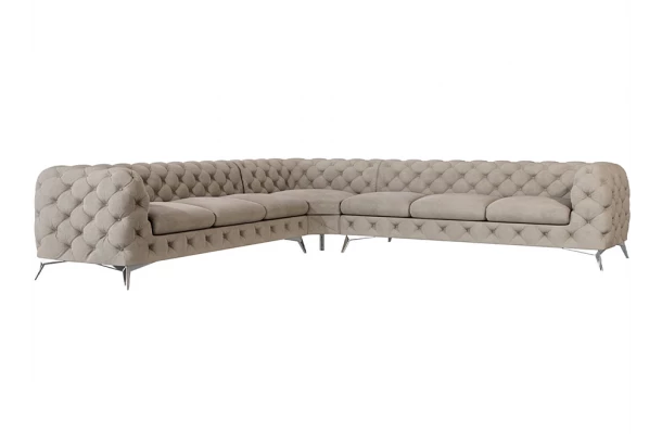 Narożnik siedmioosobowy pikowany glamour Chesterfield TEO 3+E+3 - design i funkcjonalnosc w parze