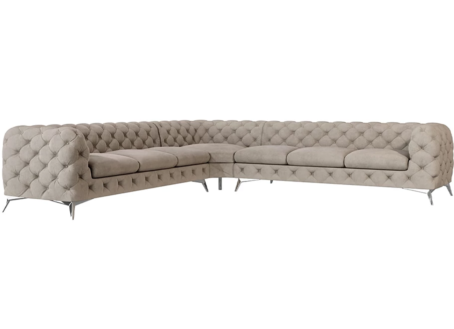 Narożnik siedmioosobowy pikowany glamour Chesterfield TEO 3+E+3