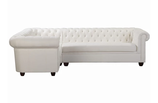 Narożnik pięcioosobowy pikowany Chesterfield SYDNEY 1+E+3 - otwarty