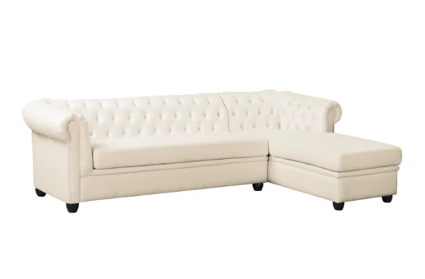 Narożnik pięcioosobowy pikowany Chesterfield SYDNEY OT - otwarty