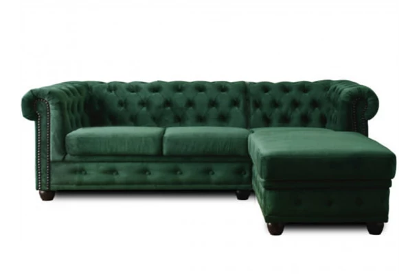 Narożnik czteroosobowy pikowany Chesterfield FELIX 2+OT - otwarty