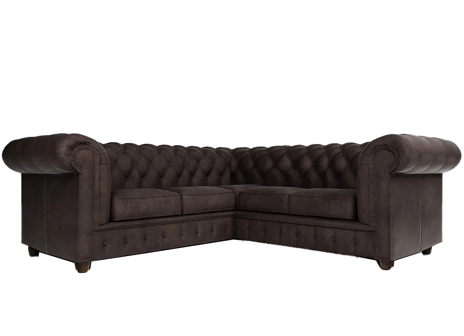 Narożnik pięcioosobowy z funkcją spania pikowany Chesterfield SOLARIS 2+E+2