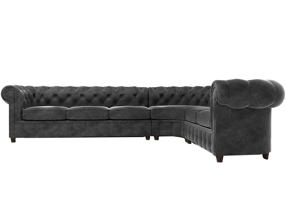 Narożnik sześcioosobowy z funkcją spania pikowany Chesterfield SOLARIS 3+E+2