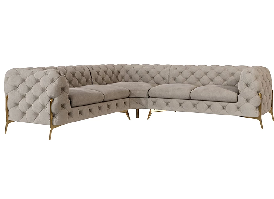 Narożnik pięcioosobowy luksusowy pikowany Chesterfield TEO HIGH 2+E+2