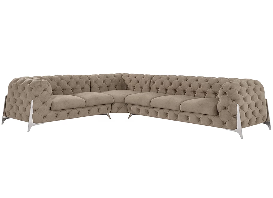 Narożnik sześcioosobowy pikowany glamour Chesterfield KALIFORNIA 2+E+3