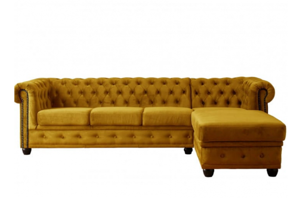 Narożnik pięcioosobowy z funkcją spania pikowany Chesterfield FELIX 3+OT