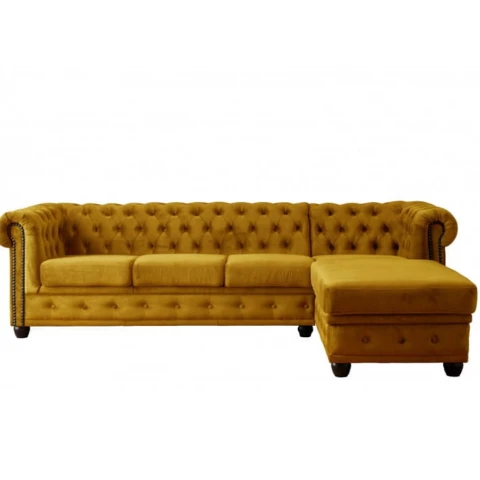 Narożnik pięcioosobowy z funkcją spania pikowany Chesterfield...
