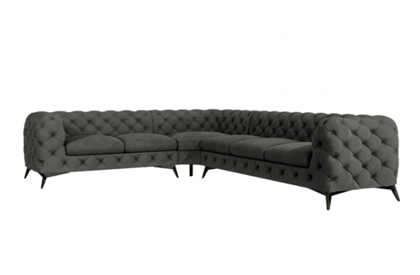 Narożnik sześcioosobowy pikowany glamour Chesterfield TEO 2+E+3