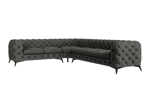 Narożnik sześcioosobowy pikowany glamour Chesterfield TEO 2+E+3 - otwarty