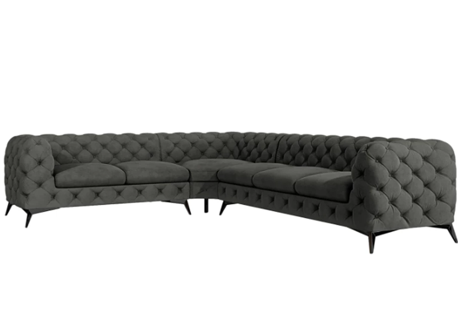 Narożnik sześcioosobowy pikowany glamour Chesterfield TEO 2+E+3