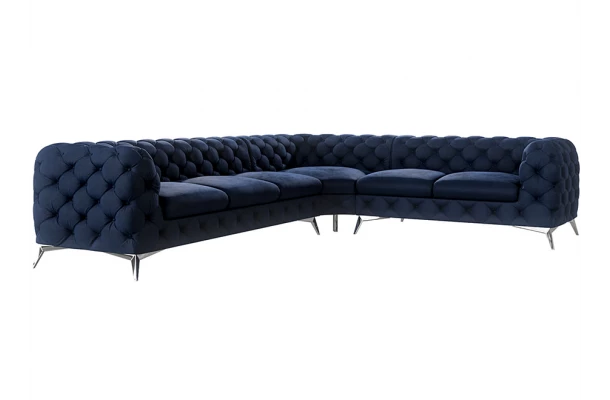 Narożnik sześcioosobowy luksusowy pikowany Chesterfield TEO 3+E+2 - otwarty