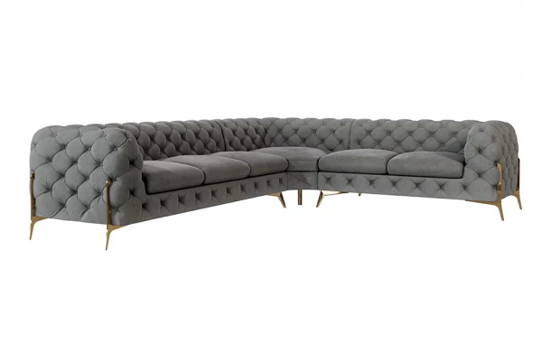 Narożnik sześcioosobowy pikowany glamour Chesterfield TEO HIGH 3+E+2 - design Narożnik sześcioosobowy pikowany glamour Chesterfield TEO HIGH 3+E+2 - design