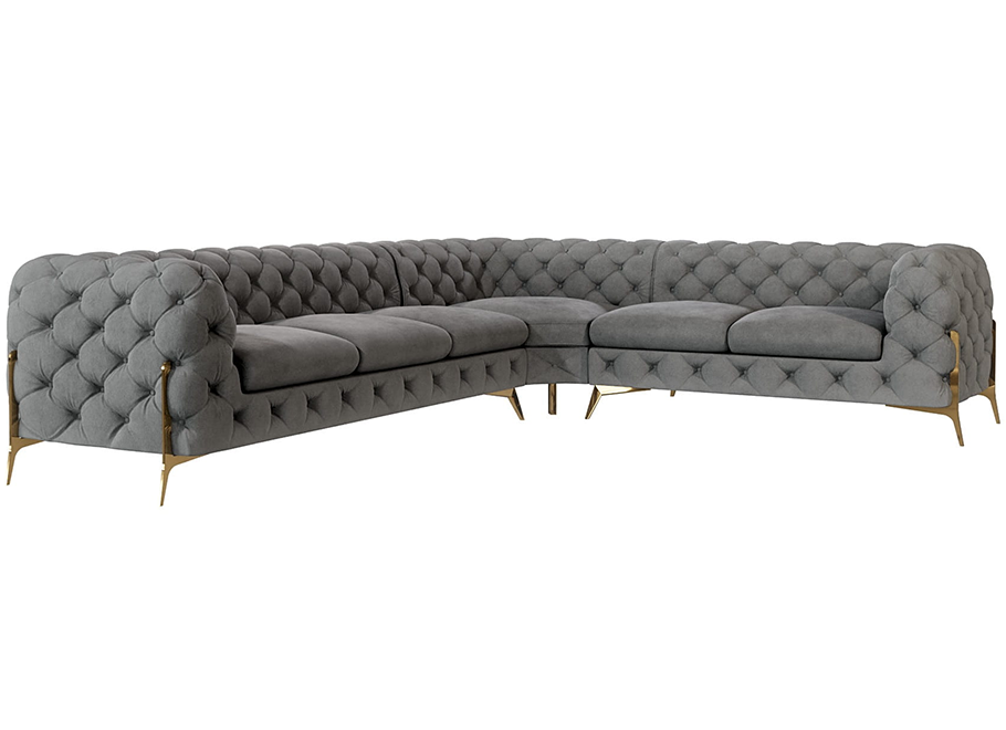 Narożnik sześcioosobowy pikowany glamour Chesterfield TEO HIGH 3+E+2 3