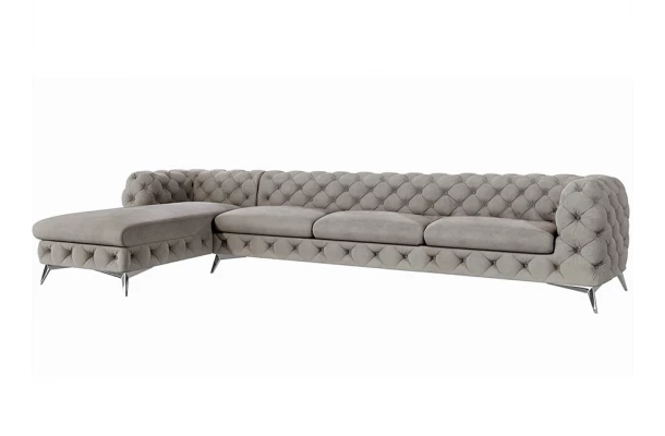 Narożnik pięcioosobowy pikowany glamour Chesterfield TEO OT+3 - otwarty Narożnik pięcioosobowy pikowany glamour Chesterfield TEO OT+3 - otwarty