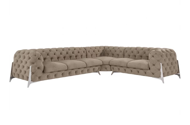 Narożnik sześcioosobowy pikowany Chesterfield KALIFORNIA 3+E+2 - otwarty