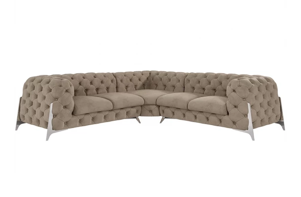 Narożnik pięcioosobowy pikowany glamour Chesterfield KALIFORNIA 2+E+2 - otwarty