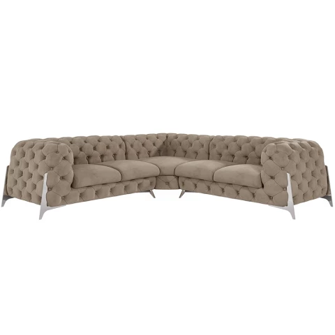 Narożnik pięcioosobowy pikowany glamour Chesterfield...