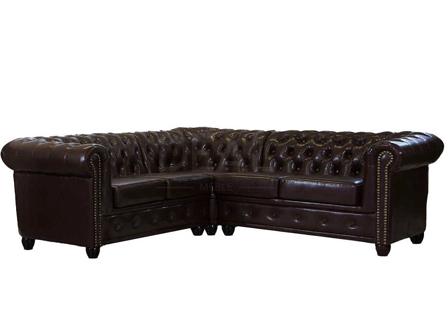 Narożnik pięcioosobowy pikowany Chesterfield FELIX 2+E+2