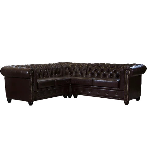 Narożnik pięcioosobowy pikowany Chesterfield FELIX 2+E+2