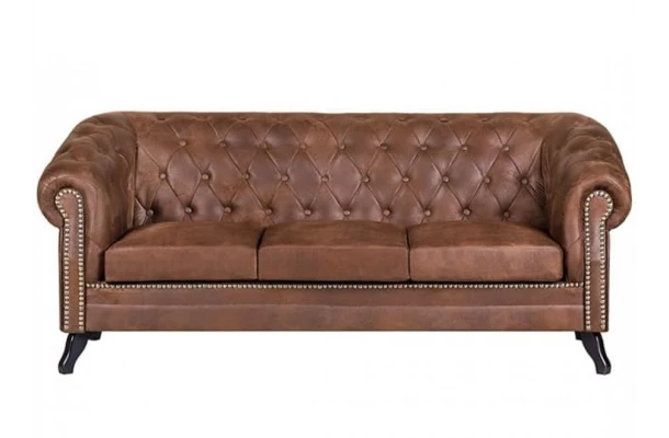 Sofa trzyosobowa pikowana Chesterfield GOWEL - trzyosobowe