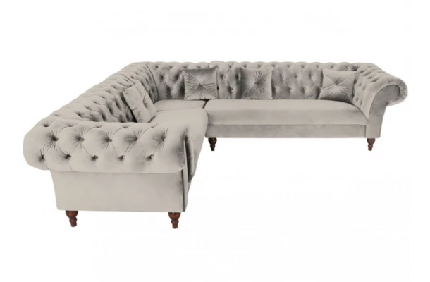 Narożnik sześcioosobowy pikowany Chesterfield PORTO - otwarty