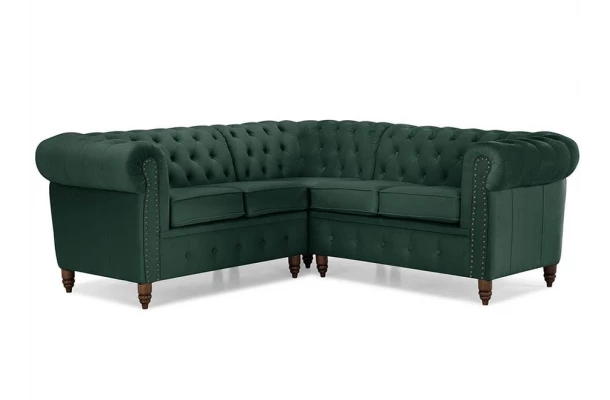 Narożnik pięcioosobowy pikowany Chesterfield VINCENT - bok