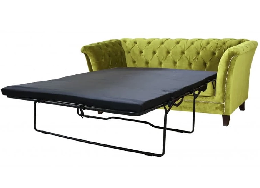 Sofa dwuosobowa z funkcją spania pikowana Chesterfield HASSO