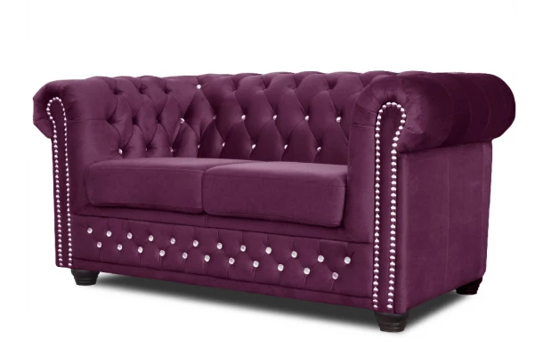 Sofa dwuosobowa z funkcją spania pikowana Chesterfield FELIX BLINK 2 - sofy Sofa dwuosobowa z funkcją spania pikowana Chesterfield FELIX BLINK 2 - sofy