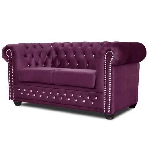 Sofa dwuosobowa z funkcją spania pikowana Chesterfield FELIX...