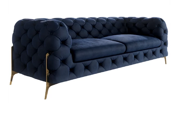 Sofa trzyosobowa pikowana glamour Chesterfield TEO HIGH 2,5 - trzyosobowe