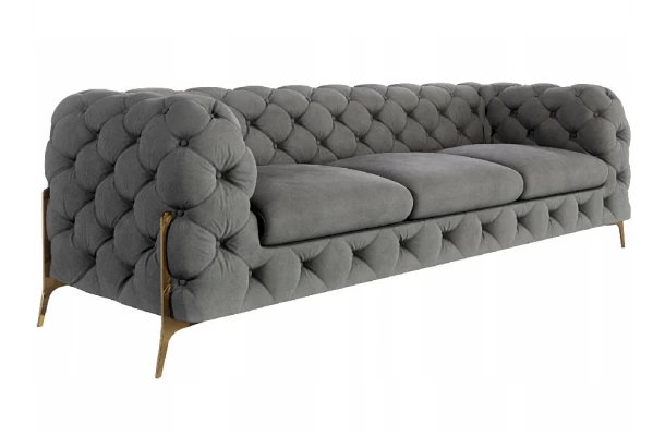 Sofa trzyosobowa pikowana glamour Chesterfield TEO HIGH 3 - spanie