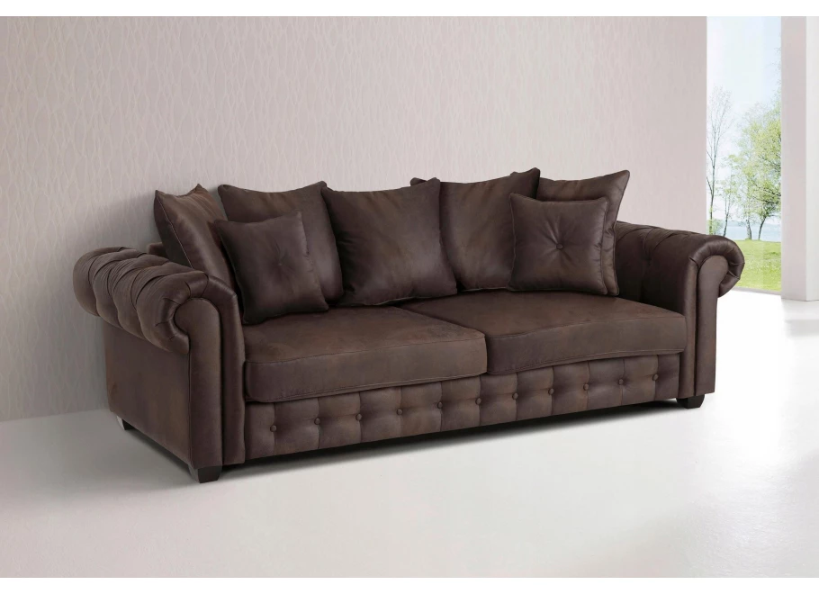 Kanapa trzyosobowa pikowana glamour LUZERN Kanapa trzyosobowa pikowana glamour LUZERN