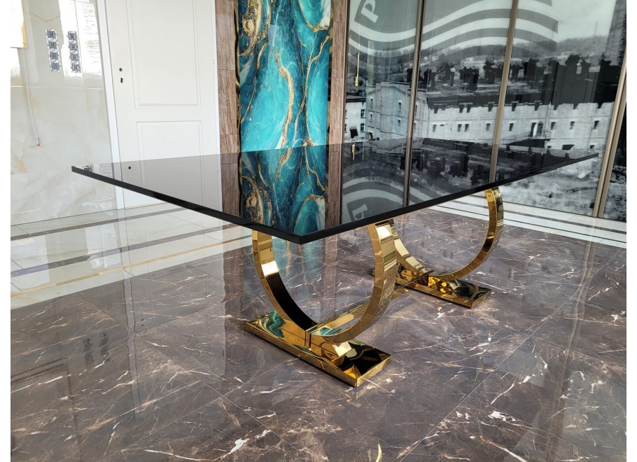Stół hugo glamour srebrny z białym blatem 180x90 + wkładka 50 cm 5