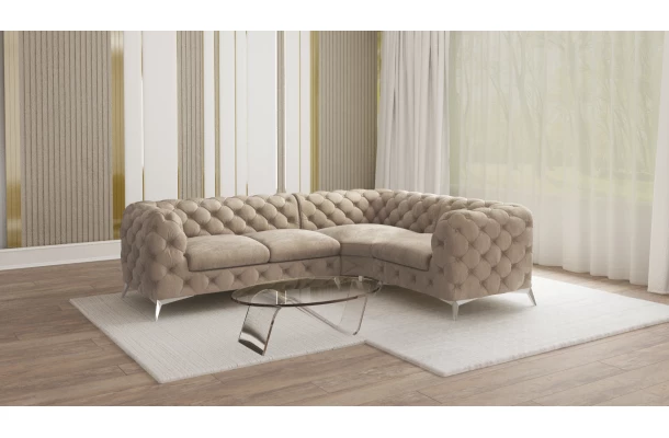 Narożnik czteroosobowy luksusowy pikowany Chesterfield TEO 2+E+1 - bok