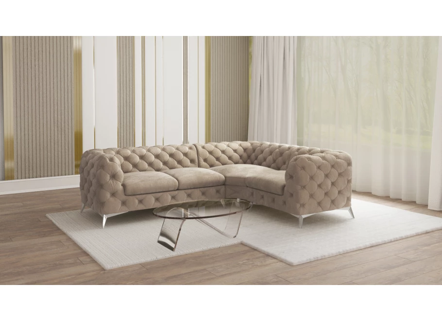 Narożnik czteroosobowy luksusowy pikowany Chesterfield TEO 2+E+1