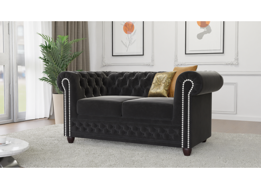 Sofa dwuosobowa z funkcją spania pikowana Chesterfield FELIX 2 15