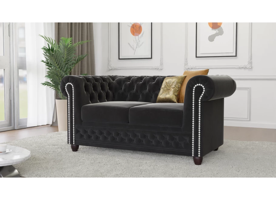 Sofa dwuosobowa z funkcją spania pikowana Chesterfield FELIX 2