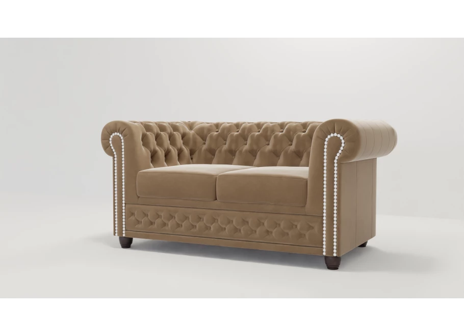Sofa dwuosobowa z funkcją spania pikowana Chesterfield FELIX 2
