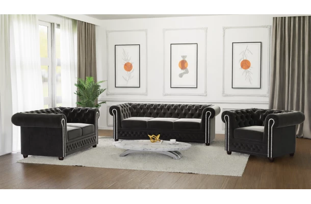 Zestaw mebli pikowanych Chesterfield 3+2+1 FELIX - wygodne