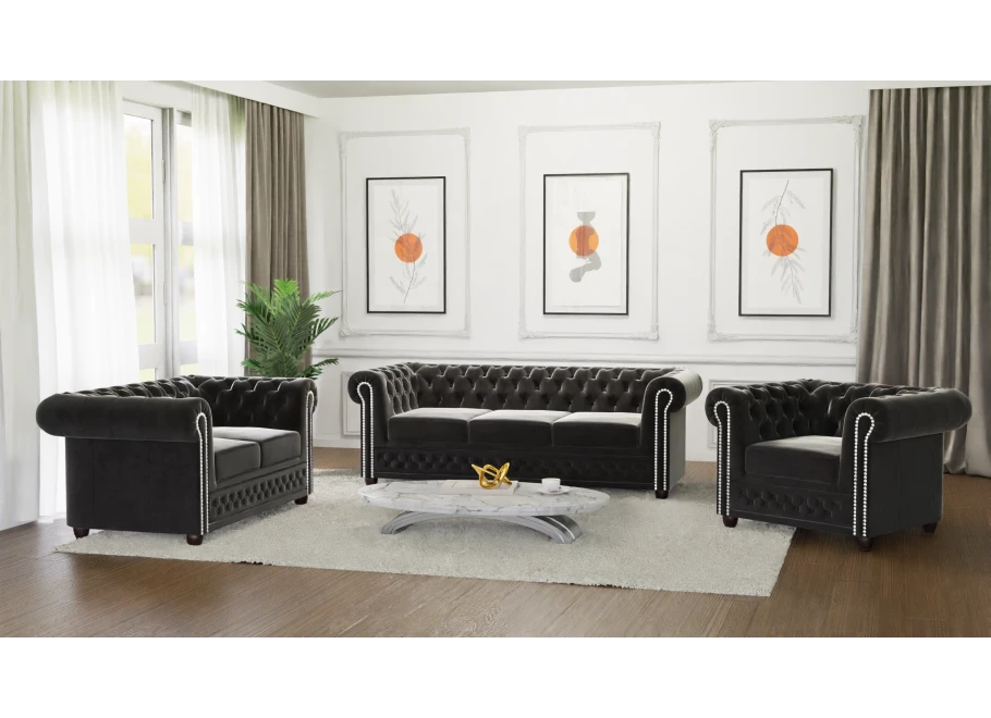 Zestaw mebli pikowanych Chesterfield 3+2+1 FELIX