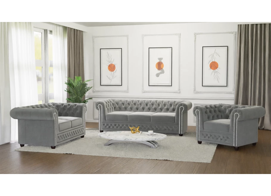 Zestaw mebli pikowanych Chesterfield 3+2+1 FELIX