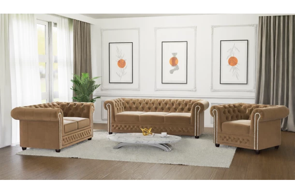 Zestaw mebli pikowanych Chesterfield 3+2+1 FELIX - zestawy
