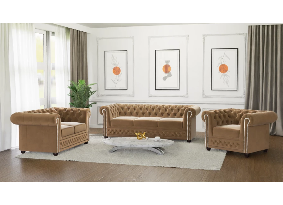 Zestaw mebli pikowanych Chesterfield 3+2+1 FELIX