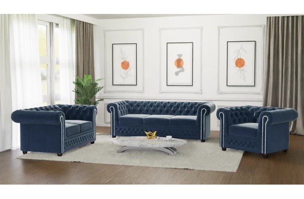 Zestaw mebli pikowanych Chesterfield 3+2+1 FELIX - narożniki