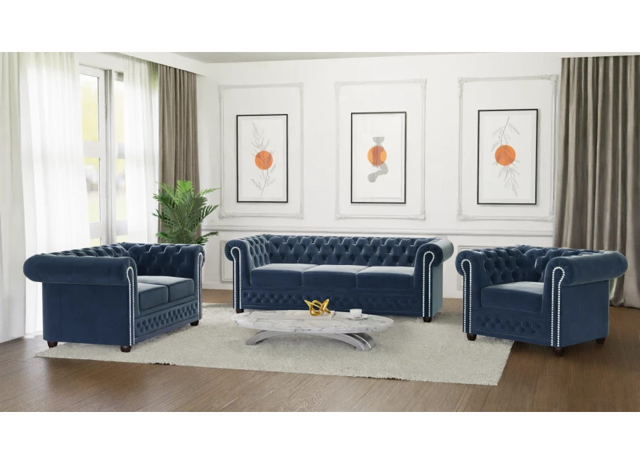 Zestaw mebli pikowanych Chesterfield 3+2+1 FELIX