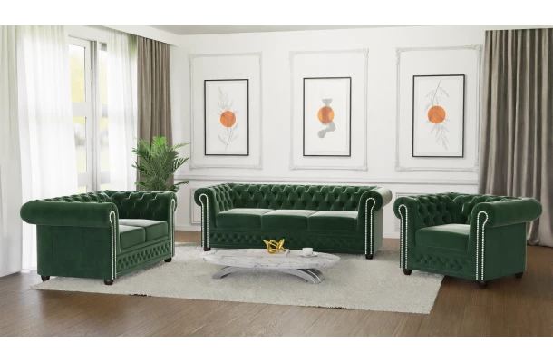 Zestaw mebli pikowanych Chesterfield 3+2+1 FELIX - sofy