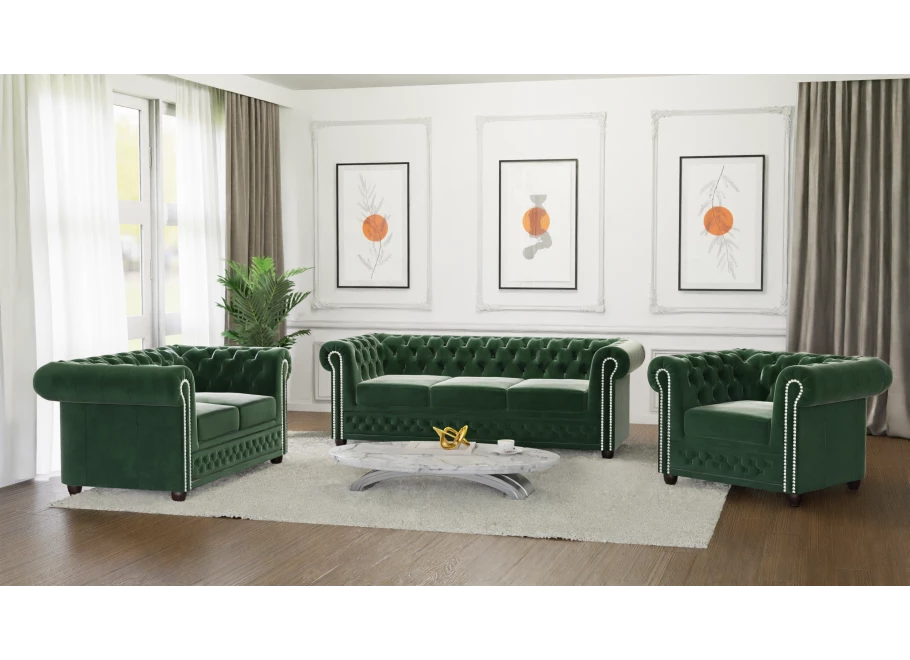 Zestaw mebli pikowanych Chesterfield 3+2+1 FELIX